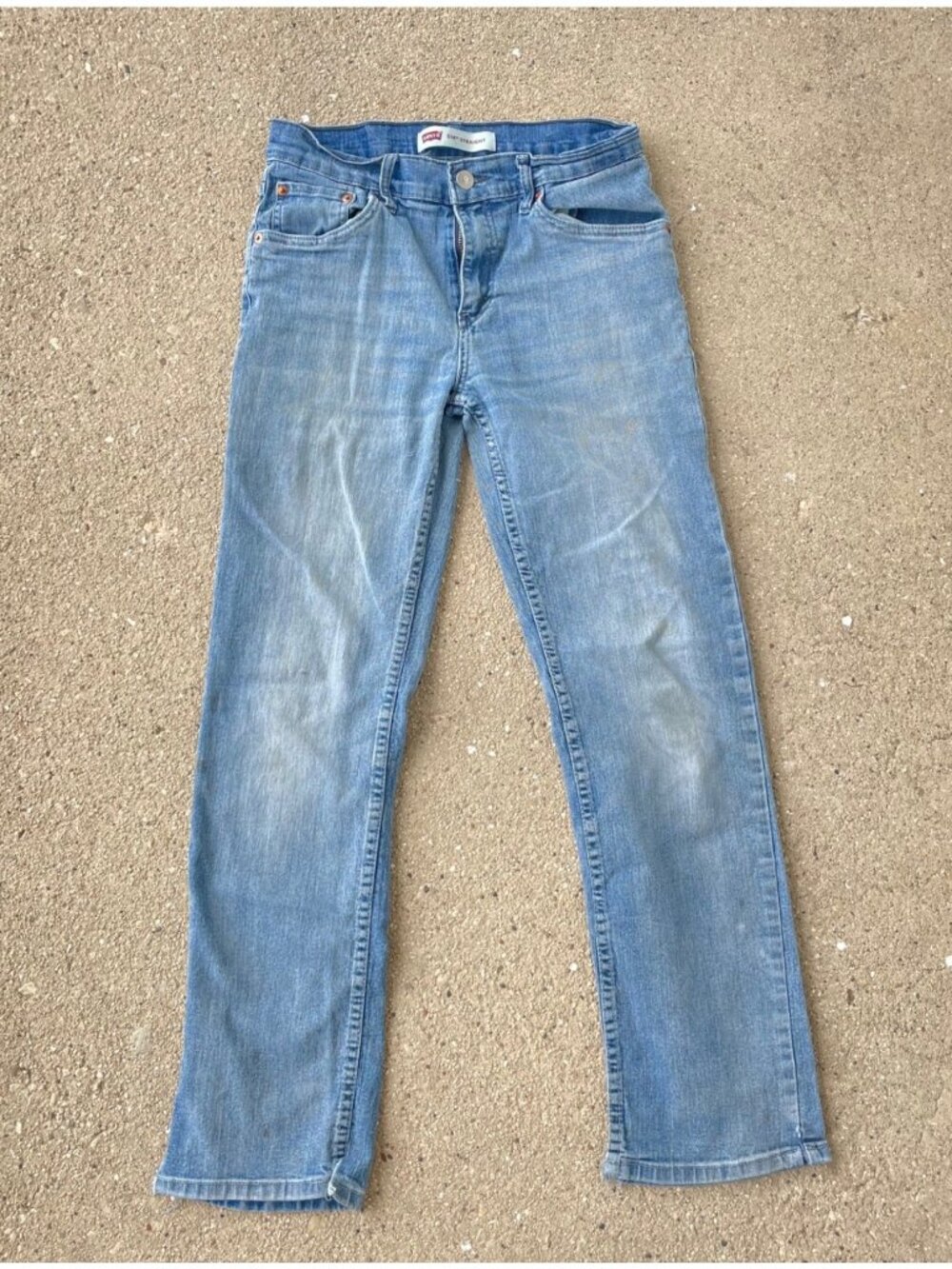 Y2K Style Levi's 514 Straight Jeans Womens 28x28 Distressed Mid Rise Red Tab